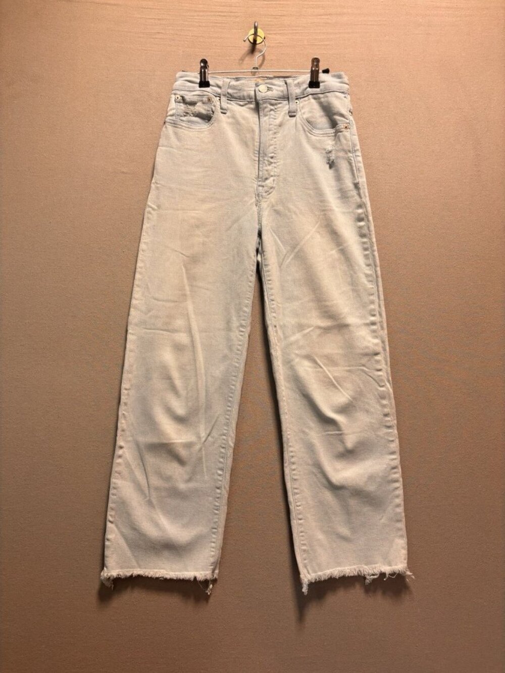 Madewell Perfect Vintage Wide Leg Crop Jeans Women 25 Light Wash Raw Hem - Picture 2 of 12